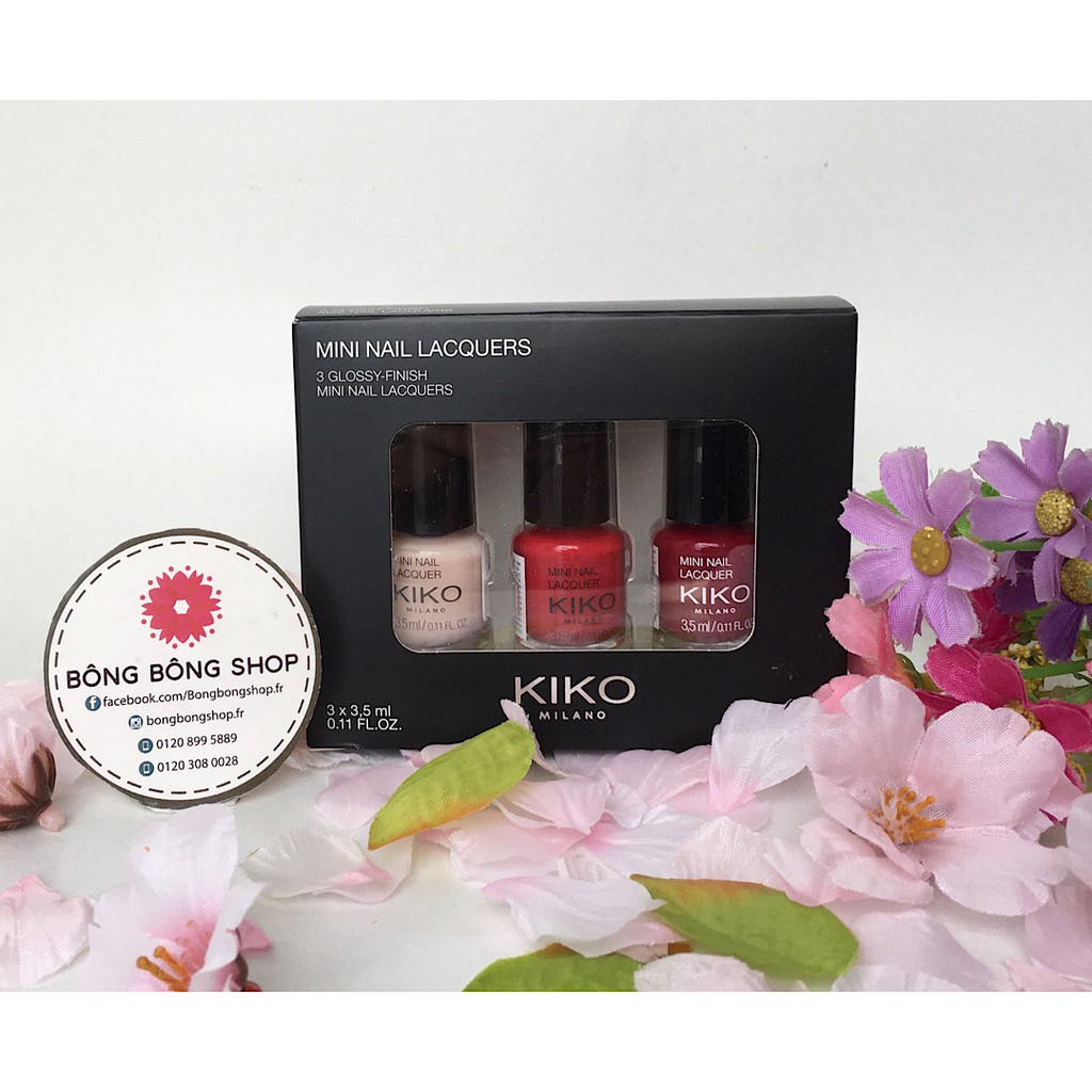 (Chuẩn Pháp-set 3 màu) Set 3 sơn móng mini Kiko nail lacquers