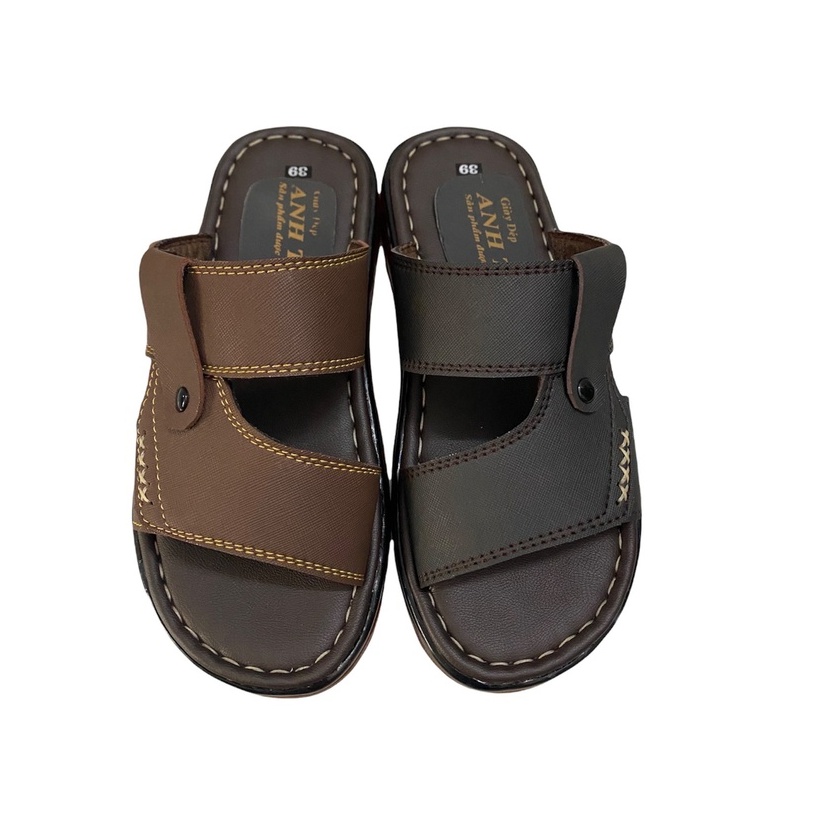 Dép nam quai ngang khâu viền chắc chắn hàng tận xưởng màu nâu đen/đen/nâu đỏ ms 048