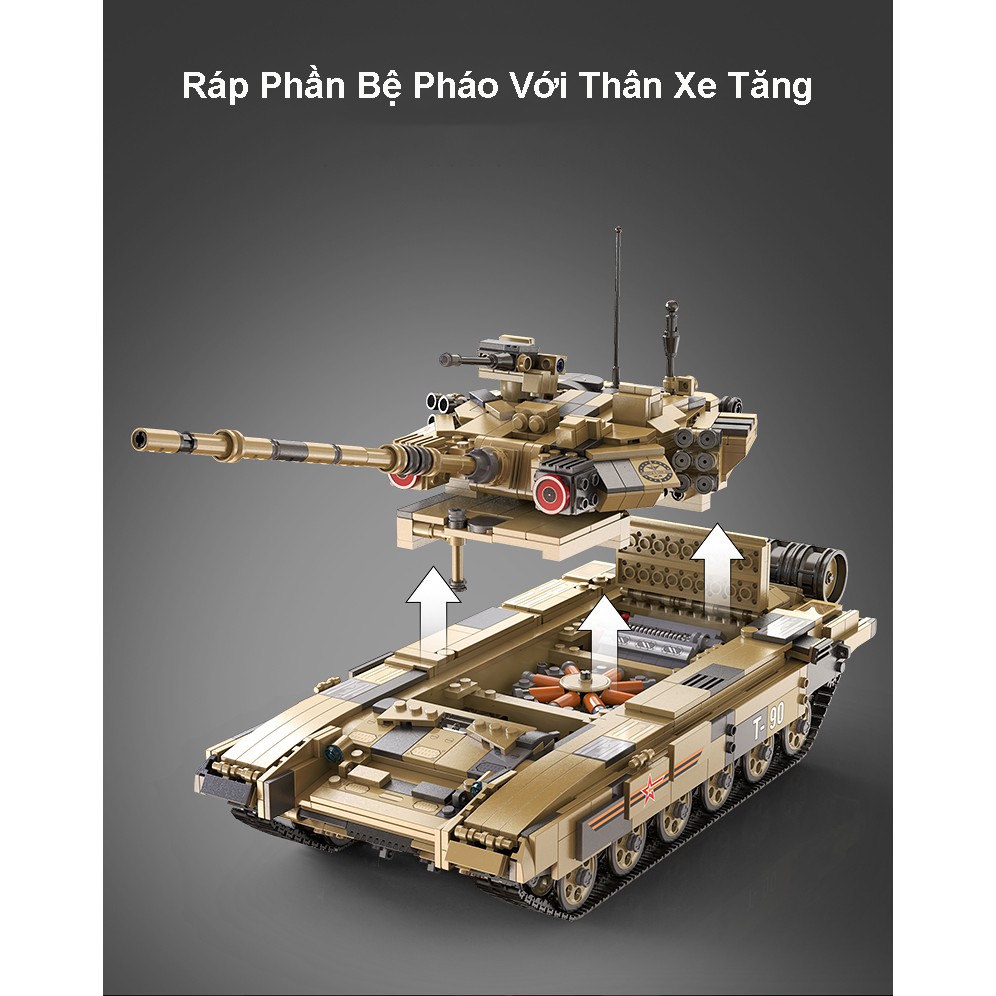 Đồ Chơi Lắp Ráp Kiểu Lego Mô Hình Xe Tăng Điều Khiển RC T90 ARMY TANK CaDA C61003 Với 1722 Mảnh Ghép - Chạy Bằng Động Cơ