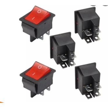 Công Tắc Bập Bênh 15A 250V KCD4 Có Đèn Loại 4 Chân/ 6 Chân Xanh-Đỏ