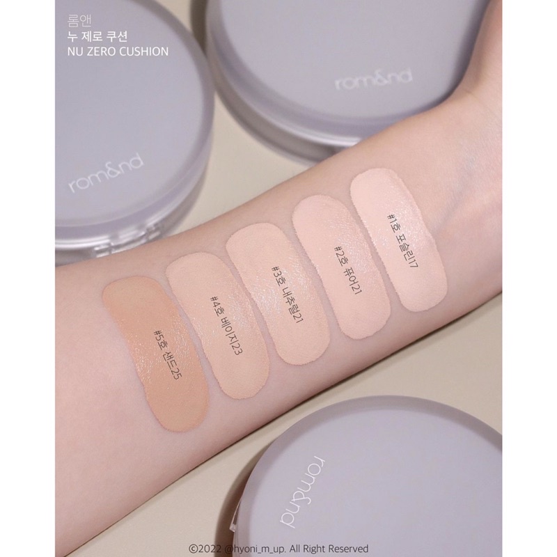 Phấn nước mỏng nhẹ tự nhiên Romand Nu Zero Cushion SPF24 PA++ 15g
