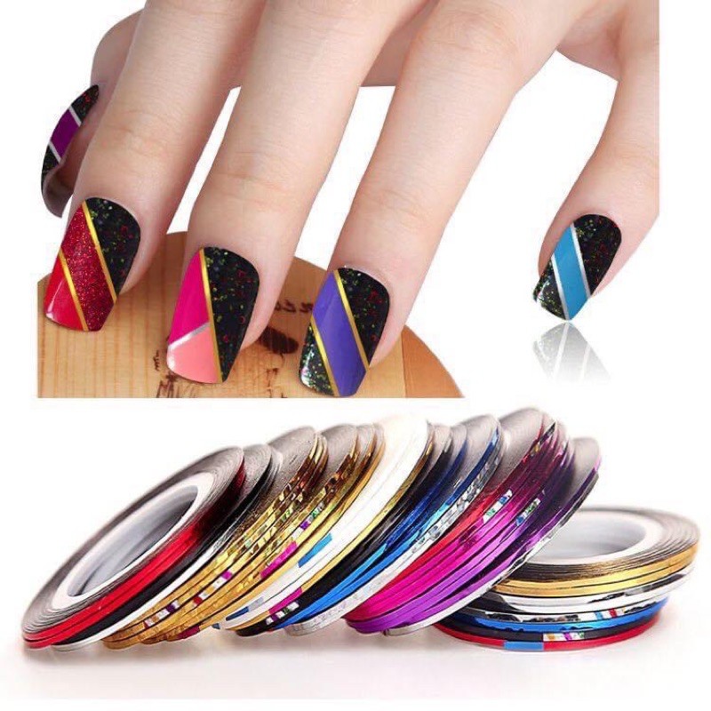 Set dây kim tuyến trang trí móng tay chân ( 1 set 30 cuộn 30 màu )