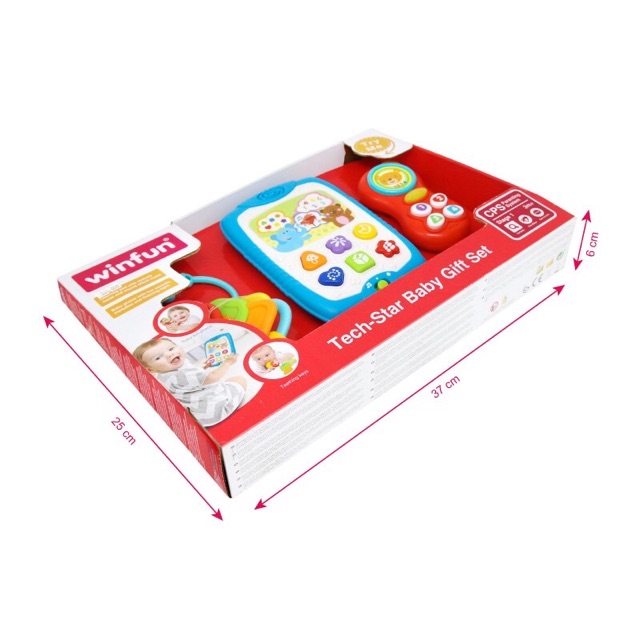 Set 3 món đồ chơi công nghệ điện thoại, Ipad kèm chìa khóa gặm nướu Winfun 3024