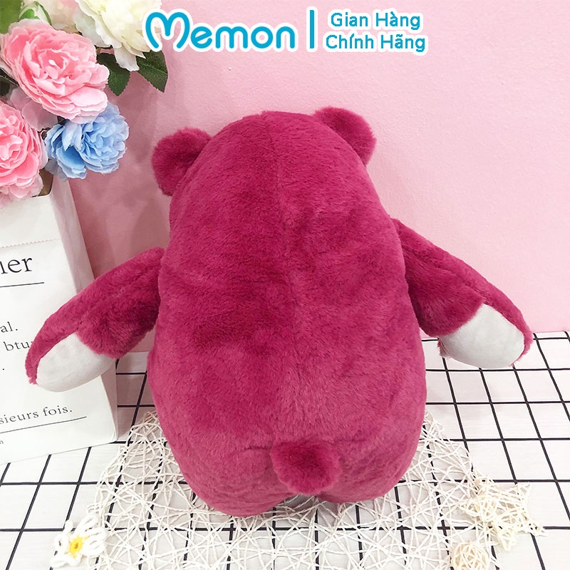 Gấu Bông Lotso Huggin Bear Lông Xù Tai Dâu Đứng Hồng Đậm Cao Cấp Memon