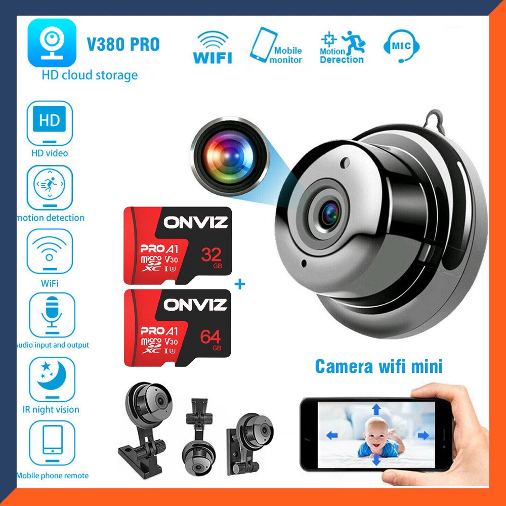 ⚡️FREESHIP⚡️Camera ip V380 PRO, hình ảnh sắc nét, nhỏ gọn,  đàm thoại, phát hiện chuyển động, hồng ngoại quay đêm