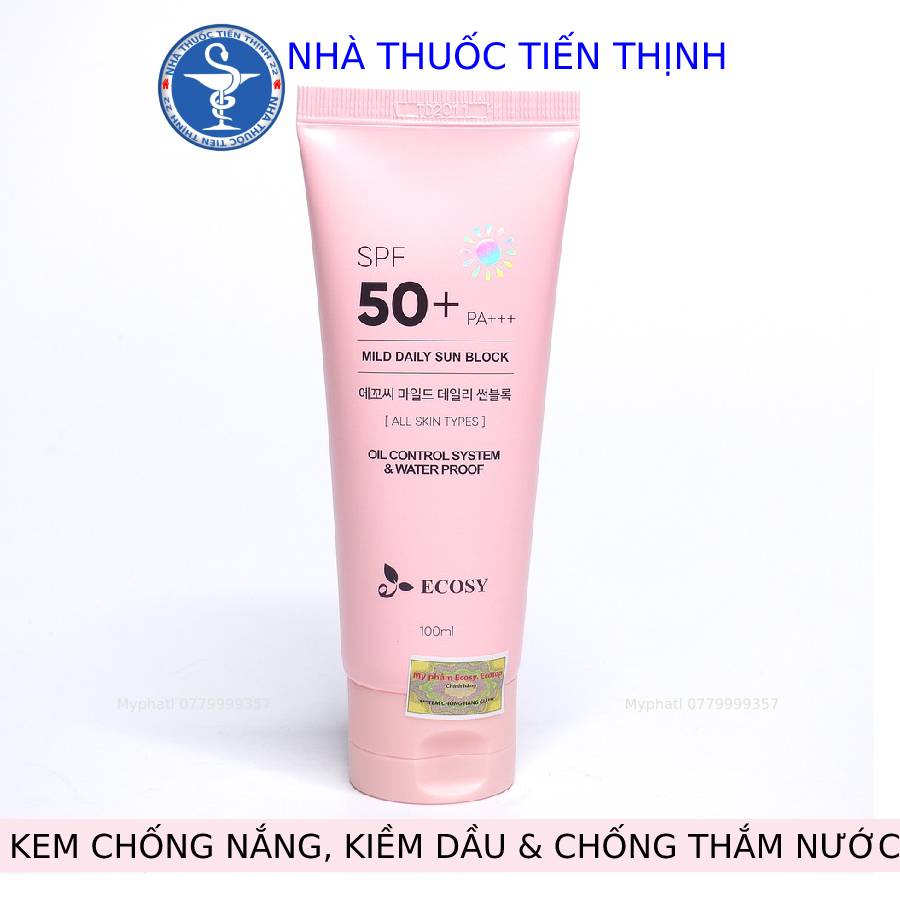 Kem chống nắng Hàn Quốc Ecosy cho da dầu và hỗn hợp chính hãng Hàn Quốc - Chai 100ml