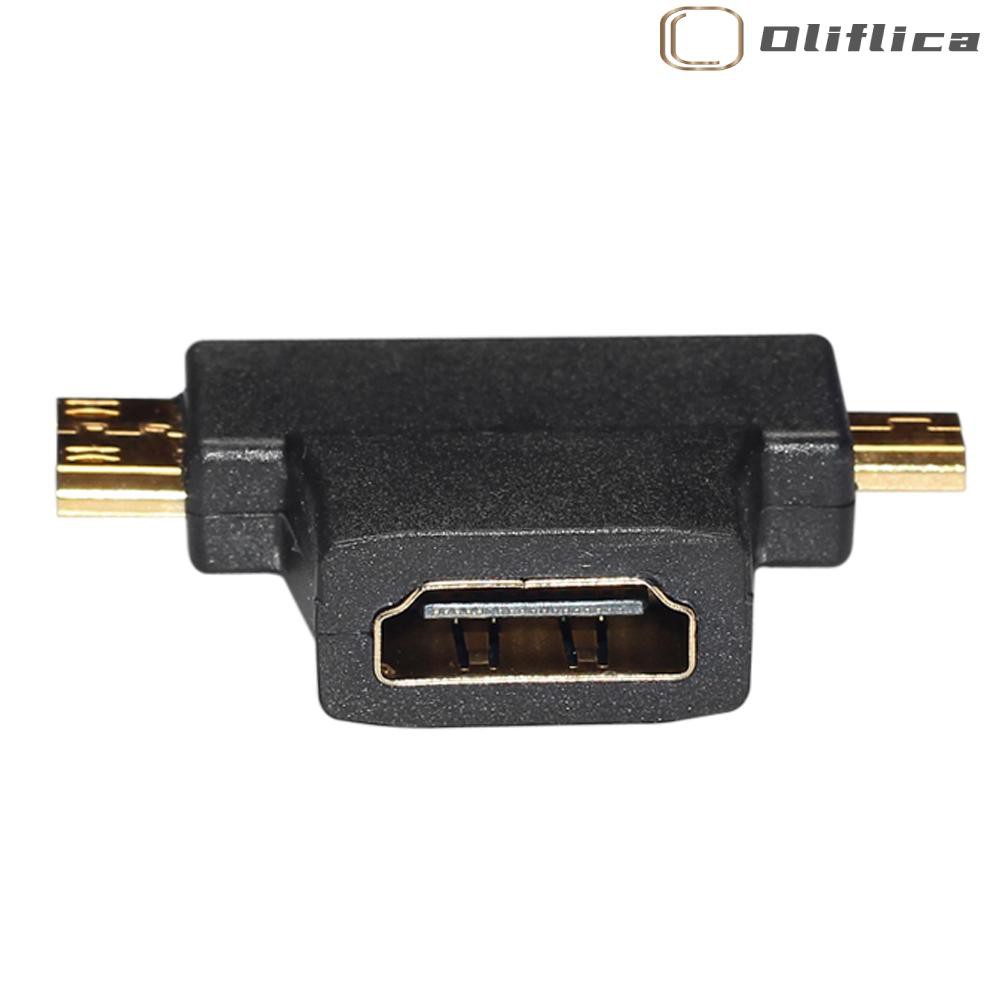 Mới Bộ Chuyển Đổi Hdmi 3 X Hdmi Sang Mini Micro Hdmi 2 Trong 1 90 Độ