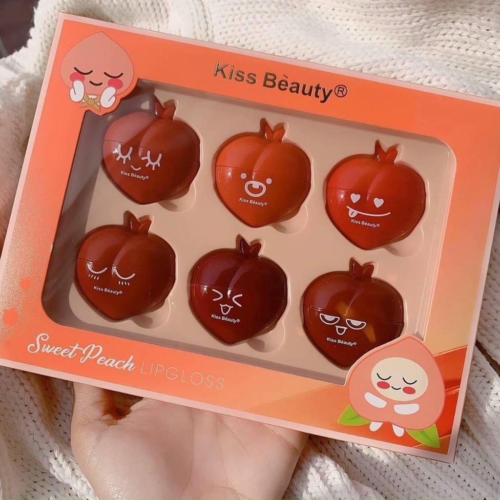 Set Son kem trái Đào Kiss Beauty Sweet Peach