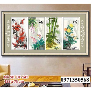 Tranh đính đá Mai Lan Trúc Cúc DF143-155x75cm (Chưa đính)