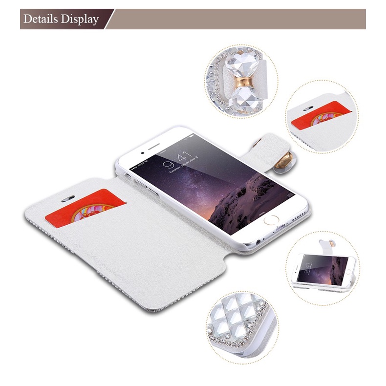 Bao Da Điện Thoại Dạng Ví Nắp Lật Đính Kim Cương Giả Lấp Lánh Sang Trọng Cho IPhone 11 12 13 14 Pro Max 11