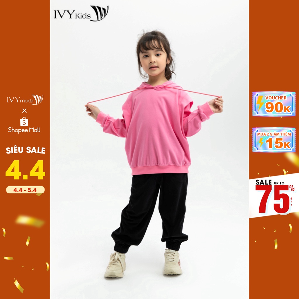 [NHẬP WABRTL5 GIẢM 10% TỐI ĐA 50K ĐH 250K ]Áo hoodie trơn bé gái IVY moda MS 59G1126