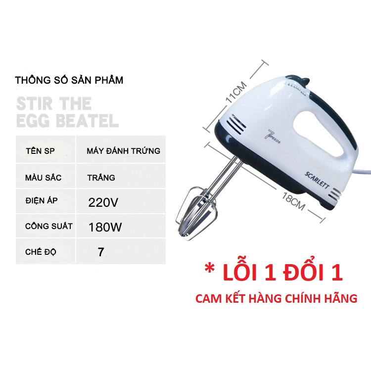 [LỖI 1 ĐỔI 1] Máy Đánh Trứng SCARLETT - Công suất 180w, Nhỏ Gọn - Công Suất Lớn, HÀNG CHÍNH HÃNG