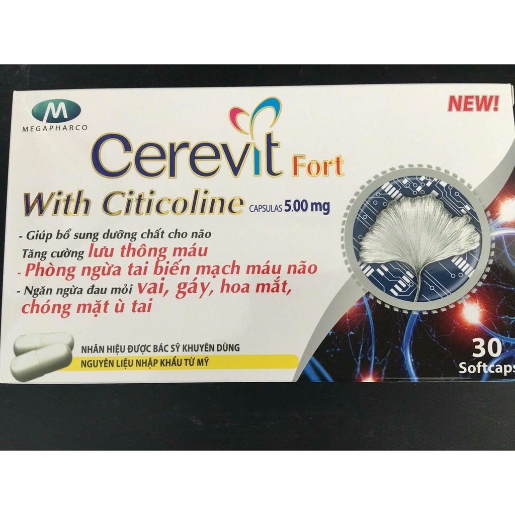 Hoạt huyết dưỡng não Cerevit Fort - Hộp 30 viên