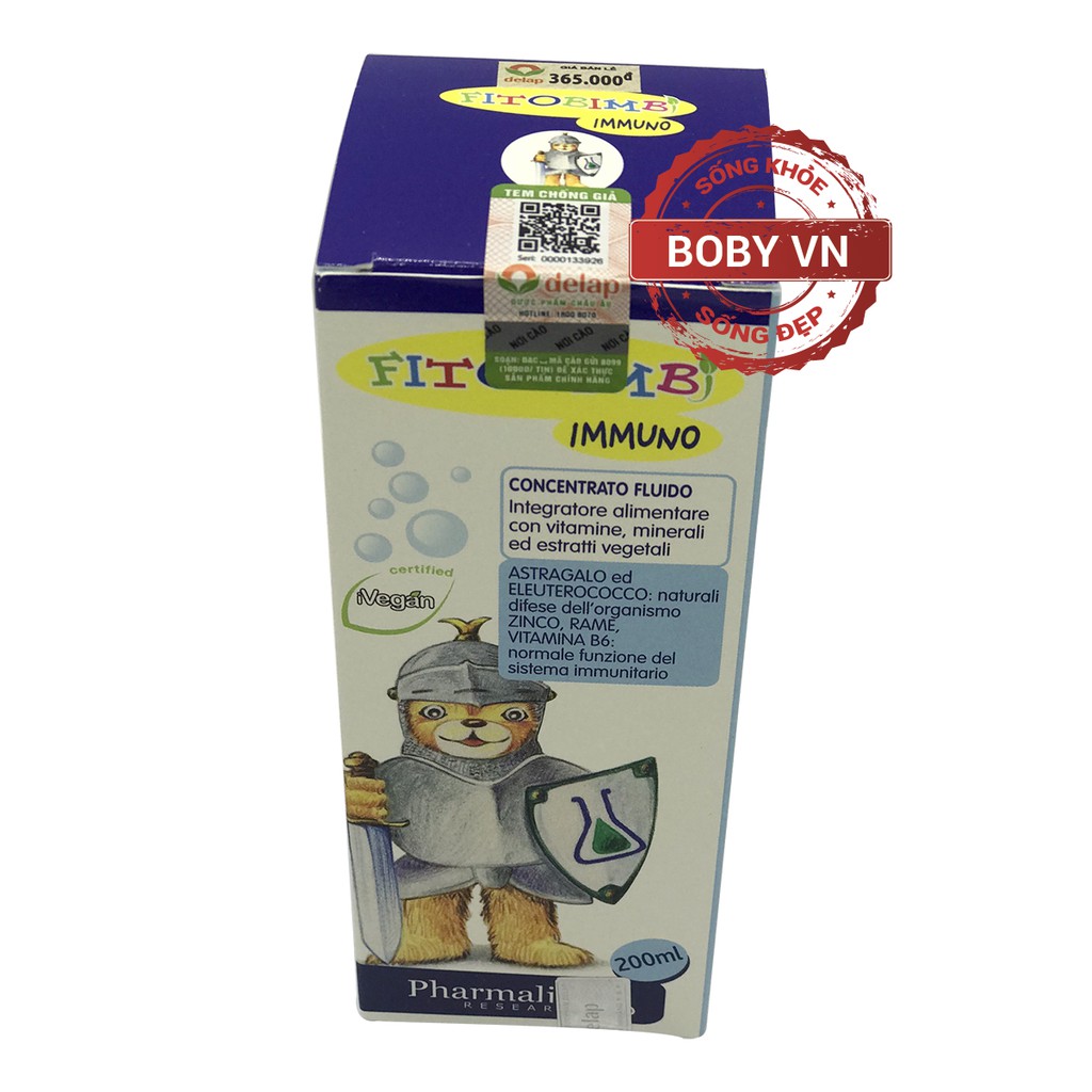 Fitobimbi Immuno tăng cường chức năng miễn dịch tự nhiên cho trẻ - Lọ 200ml - Boby