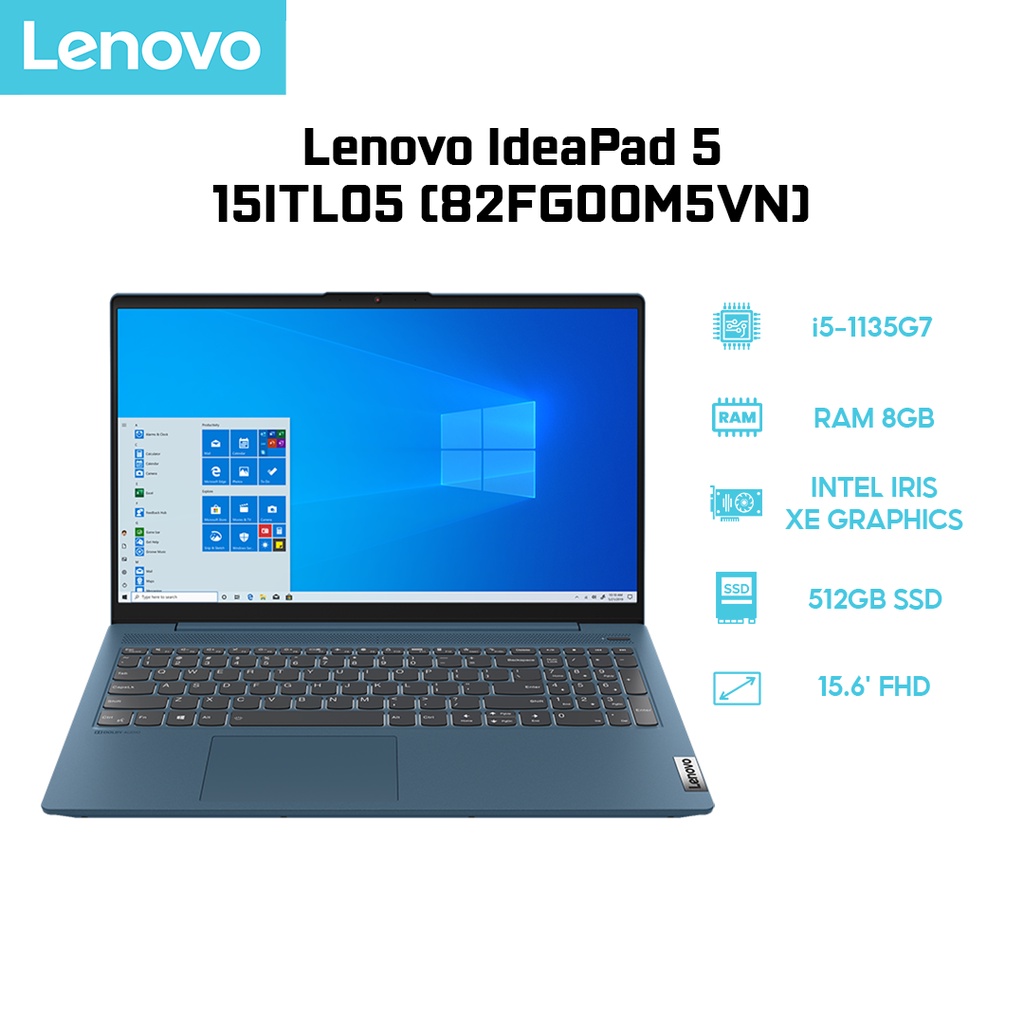 Laptop Lenovo IdeaPad 5 15ITL05 (82FG00M5VN) i5-1135G7 | 8GB | 512GB | Intel Iris Xe Graphics | 15.6' FHD | Win 10