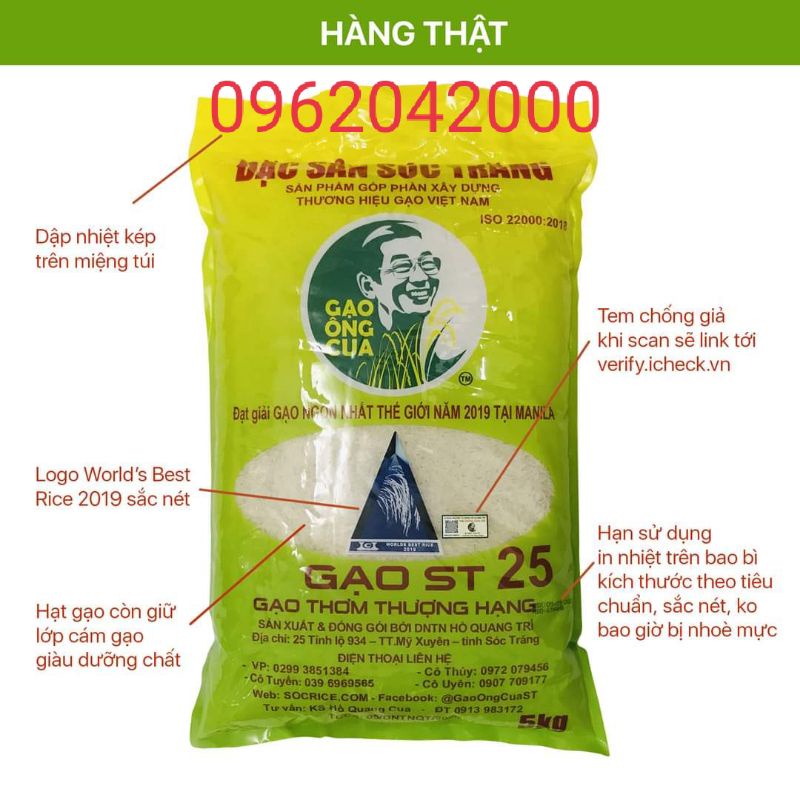 Gạo ST25 ông Cua chính hãng