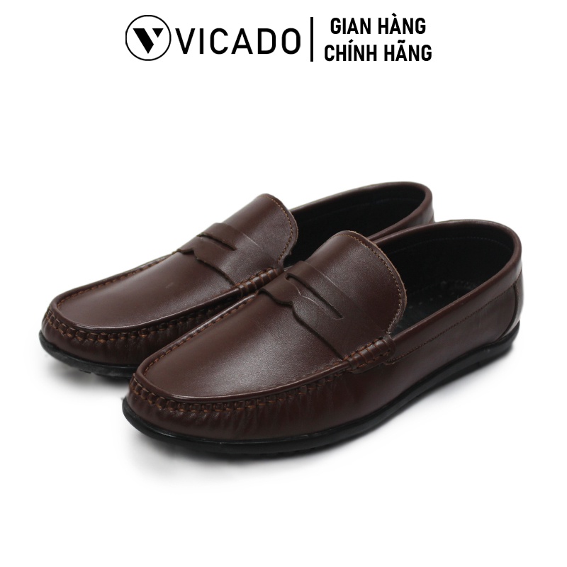 Giày lười nam da bò cao cấp tăng chiều cao 3cm Loafer VICADO VA1140 màu nâu