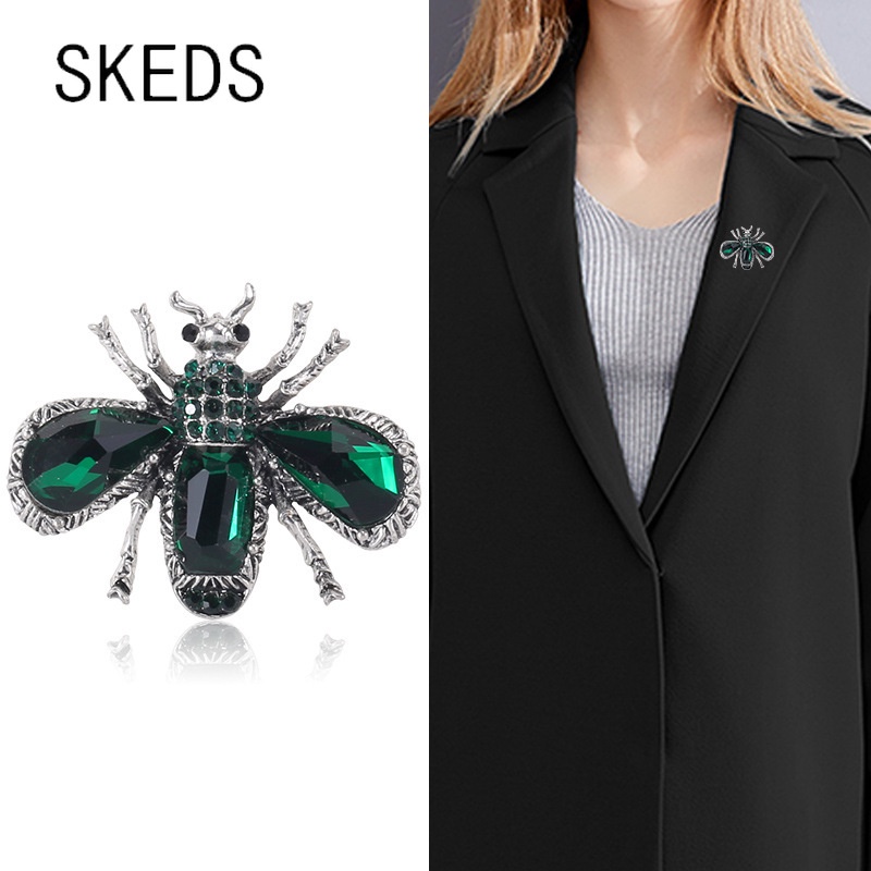 Ghim Cài Áo Hình Con Ong Đính Đá Phong Cách Vintage