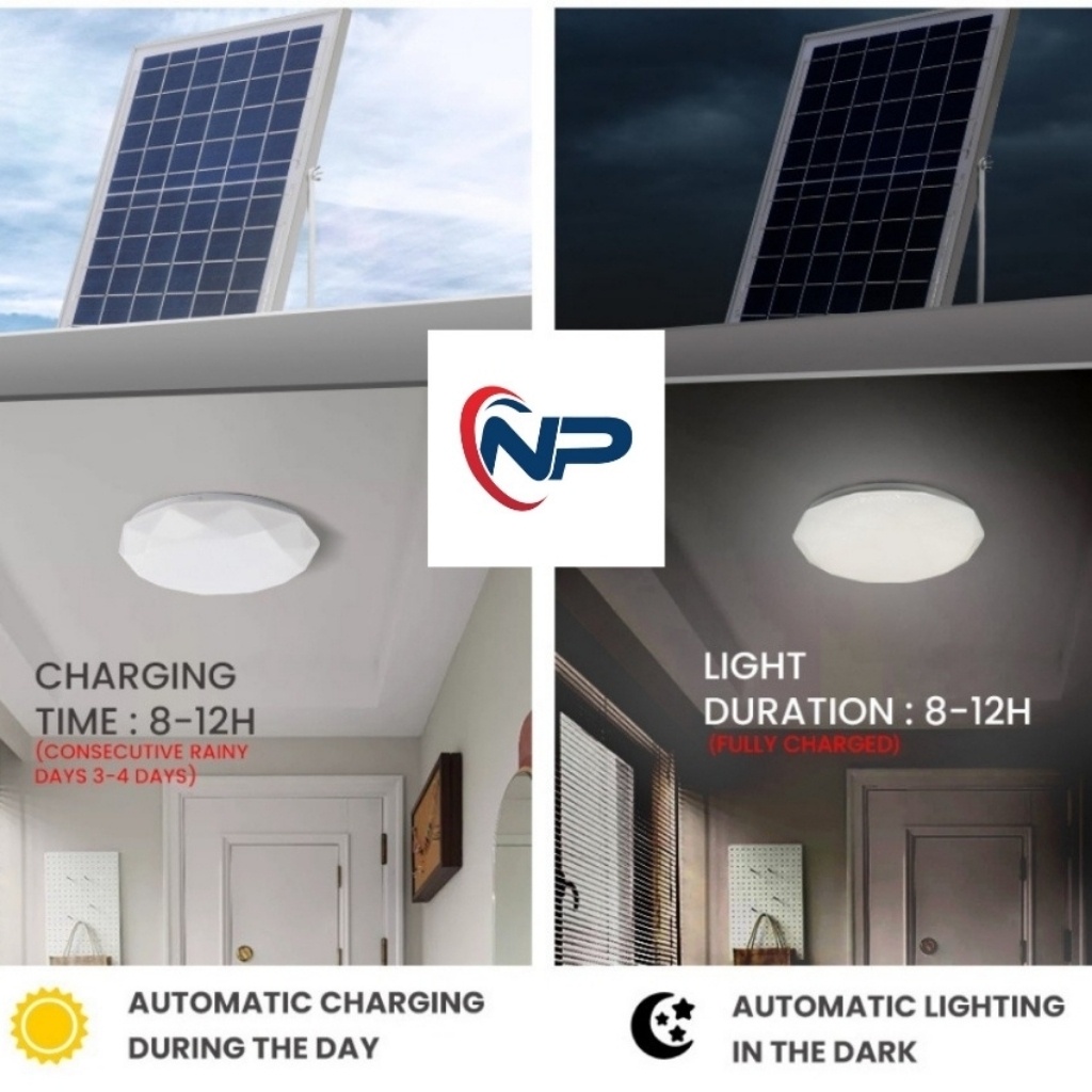 [Quà20k]Đèn Năng Lượng Mặt Trời Ốp Trần Nhà Công suất 100w,200w Chính Hãng Tiết Kiệm Điện tuổi thọ 10 năm Bảo Hành 2 Năm