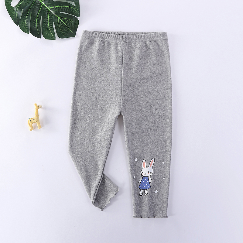 Quần legging in họa tiết chú thỏ có size 100 - 160 dễ thương cho bé gái