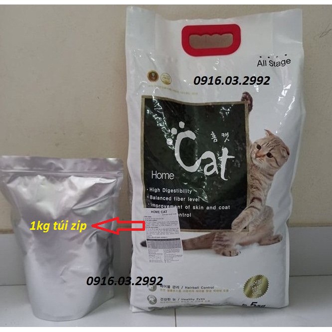[Mã PET50K giảm Giảm 10% - Tối đa 50K đơn từ 250K] Thức ăn cho mèo Home Cat [1kg túi zip]