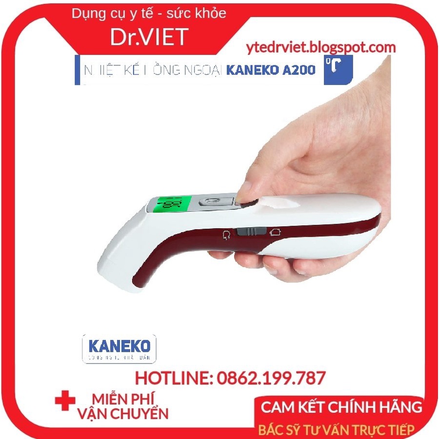 Nhiệt Kế Hồng Ngoại Đo Trán Kaneko A200 - Đo nhanh 1s, đo không tiếp xúc, cách xa 3cm, độ chính xác cao