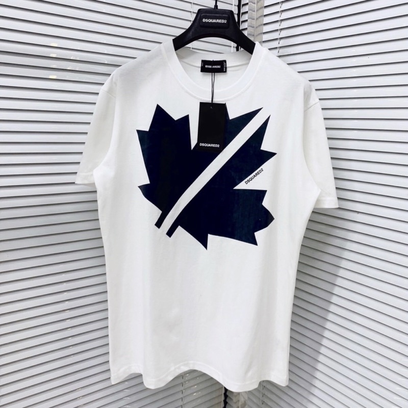 Áo phông nam nữ Premium Cotton in hình logo lá chữ DSQ2 vải dày dặn co giãn 4 chiều cao cấp AP05P