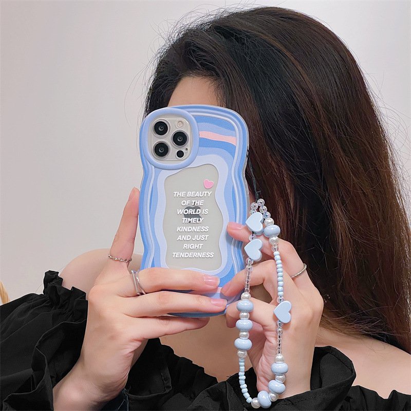 ỐP IPHONE FULL VIỀN XANH HÌNH TRÁI TIM XANH KÈM DÂY