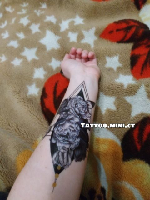 Hình xăm dán tatoo hình hoa mẫu đơn size vừa, mã XQB013