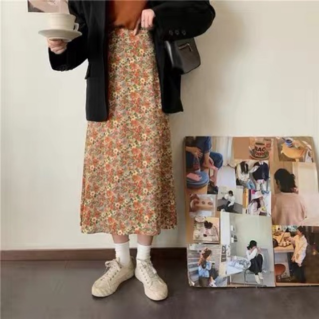 SẴN | Chân váy midi hoa voan