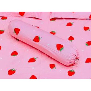 Vỏ gối ôm 35x105cm vải cotton poly,có chọn mẫu-dâu tây hồng