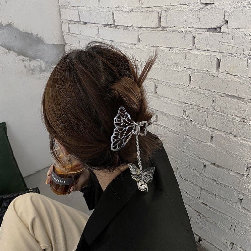 Kẹp tóc bằng kim loại mặt dây hình bướm phong cách Hàn Quốc thời trang cho nữ