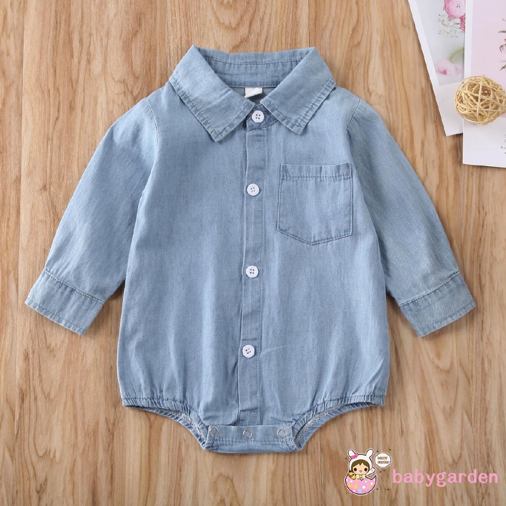 Bộ áo liền thân bằng vải denim dài tay in chữ &quot;Big Sister&quot; đáng yêu