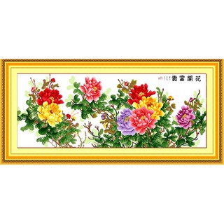 Tranh Thêu Chữ Thập Mẫu Đơn Phú Quý, KT Lớn Z382 (KHÁCH TỰ THÊU) KT:189X79CM
