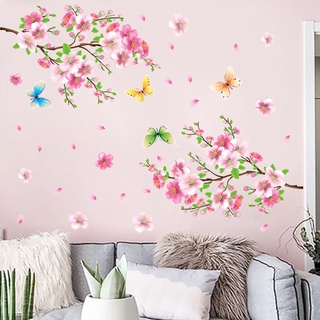 Decal dán tường hoa đào đỏ trang trí ngày tết