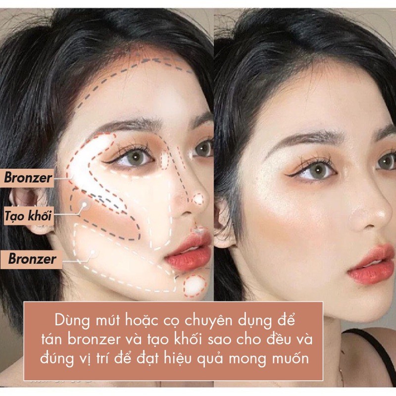 Phấn tạo khối, Bảng Tạo Khối trang điểm 4 Ô Kem + Phấn Lì Kết Hợp Nozo Contour che phủ tốt chất phấn lì | BigBuy360 - bigbuy360.vn