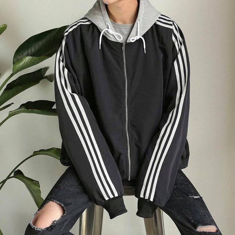 Áo DÙ 3 SỌC NÓN XÁM Nam Nữ Unisex 1hitshop | BigBuy360 - bigbuy360.vn