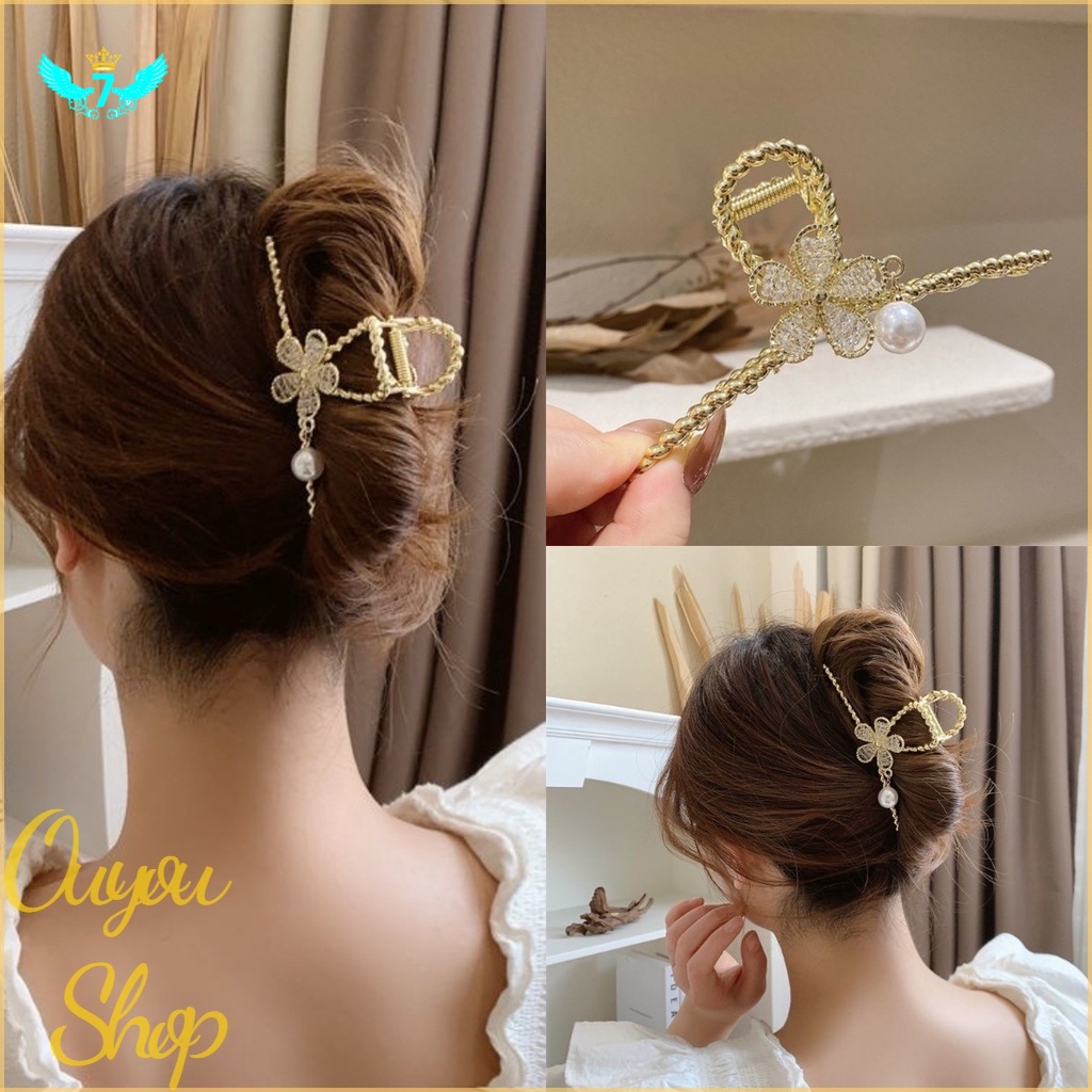 Kẹp Tóc Hình Cá Mập Đính Ngọc Trai Nhỏ Có Mùi Thơm