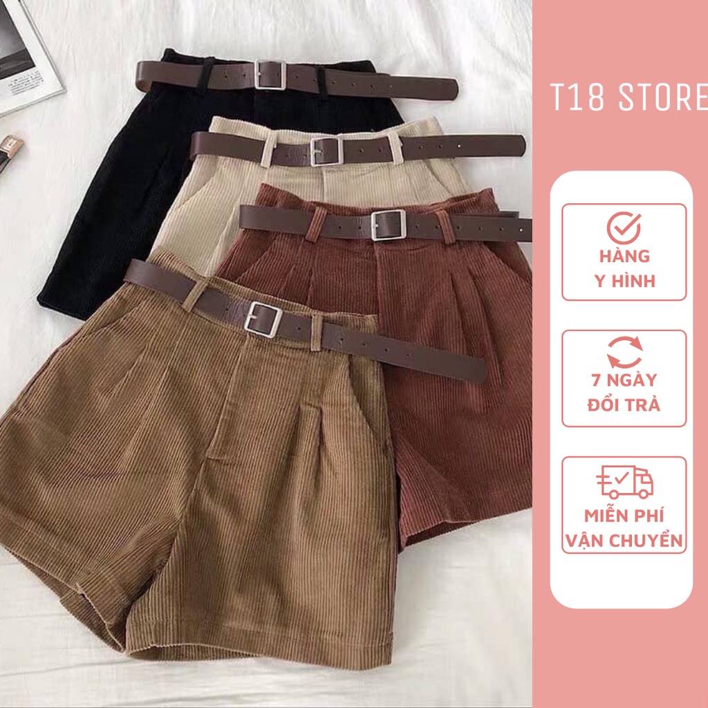 Quần short nữ nhung tăm cao cấp thu đông- Quần đùi nữ mặc nhà T18 STORE QD06