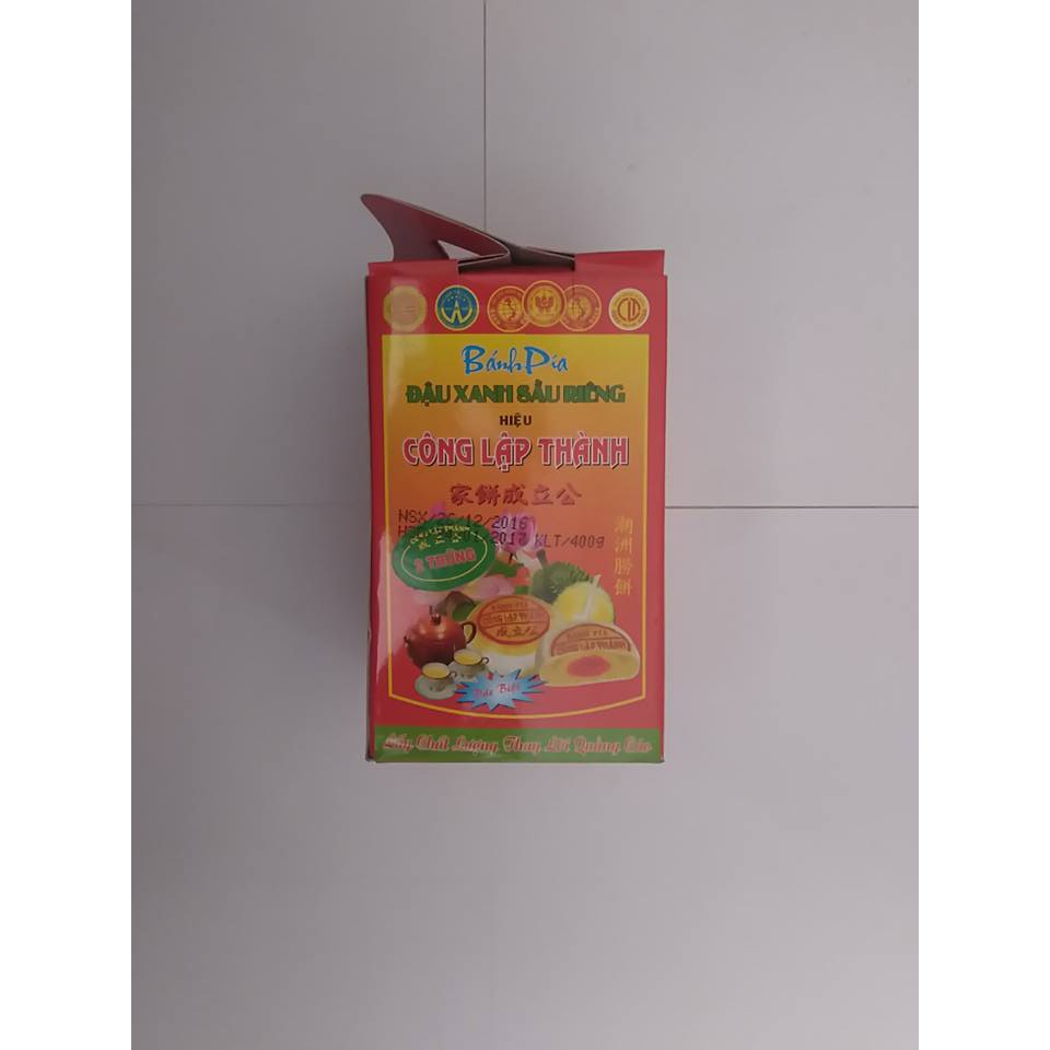 Bánh Pía Sóc Trăng Đậu Xanh Sầu Riêng 2 Trứng Hộp (400g/4 Cái)