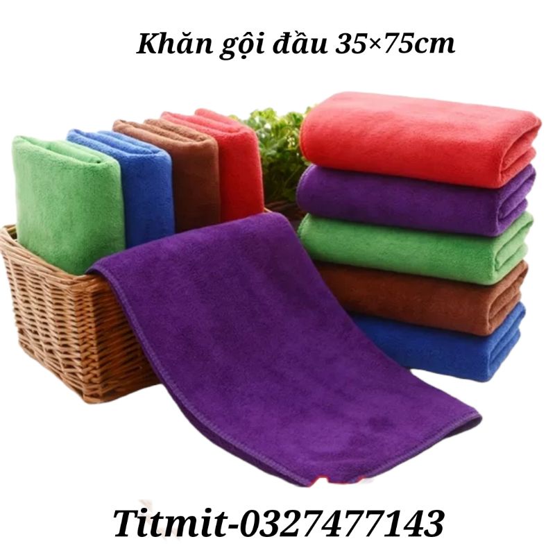 Khăn gội đầu salon KT 35x75cm quấn quanh đầu từ sợi vải microfiber mềm mịn, siêu thấm hút an toàn cho da