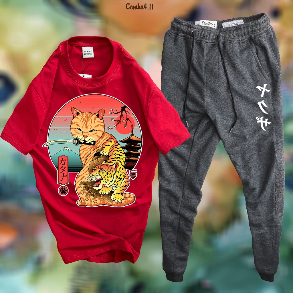 Set Bộ 2 Món Quần Dài + Áo Thun phong cách Nhật Bản COMBO4.11