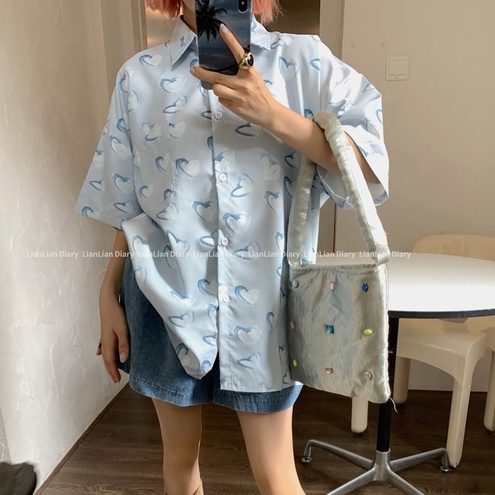 【ZHELIHANGFEI】Áo Sơ Mi Tay Ngắn Cổ POLO Họa Tiết In Theo Phong Cách Nhật Bản Dễ Phối Đồ