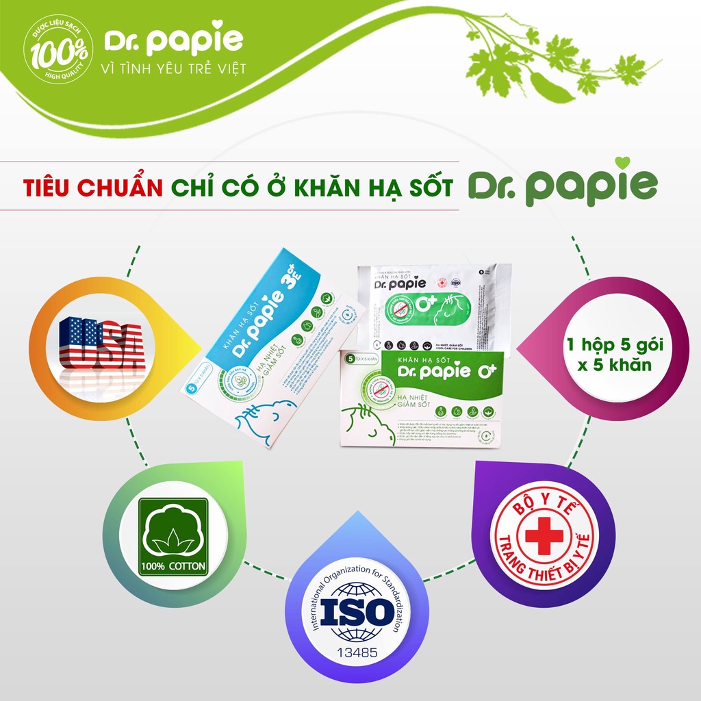 Combo 1 Hộp Khăn Lau Hạ Sốt Dr Papie 0+ Và 1 Hộp Gạc Rơ Lưỡi Dr Papie Bảo Vệ Toàn Diện