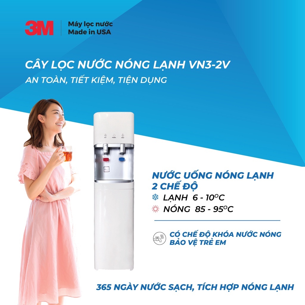 Máy Lọc Nước Nóng Lạnh 3M VN3-2V (Sử Dụng Máy 3M Brew120-MS)