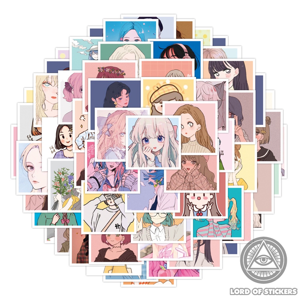 Set 60 Hình Dán Anime Girl Sticker Cute Phong Cách Nhật Bản Hàn Quốc Chống Thấm Nước Trang Trí Mũ Bảo Hiểm, Laptop, Sổ