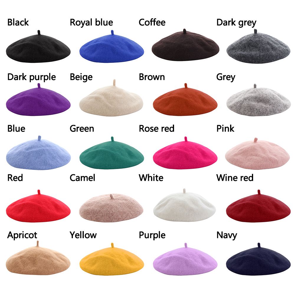 Nón Beret Vải Len Màu Trơn Phong Cách Cổ Điển Thời Trang Mùa Đông Cho Nữ Mihan1