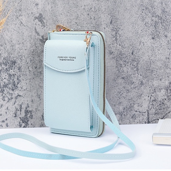 Túi Đeo Vai / Xách Tay Màu Trơn Có Dây Kéo Sức Chứa Lớn Đựng Điện Thoại Cho Nữ