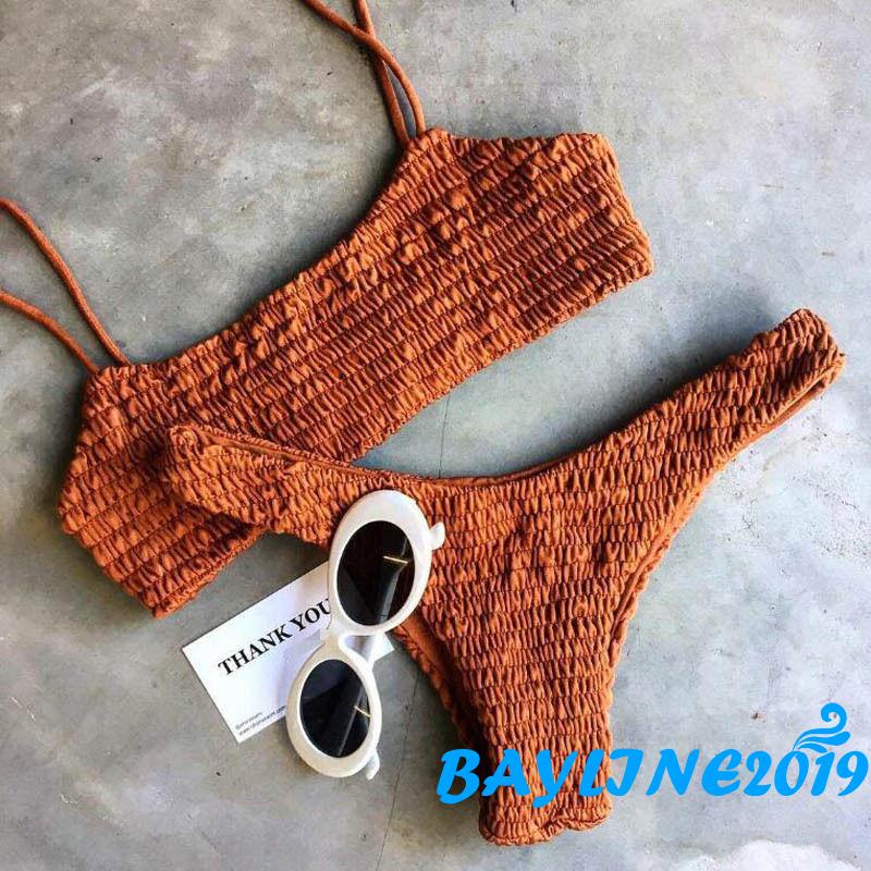 Bộ Bikini Hai Mảnh Xếp Ly Gợi Cảm Cho Nữ
