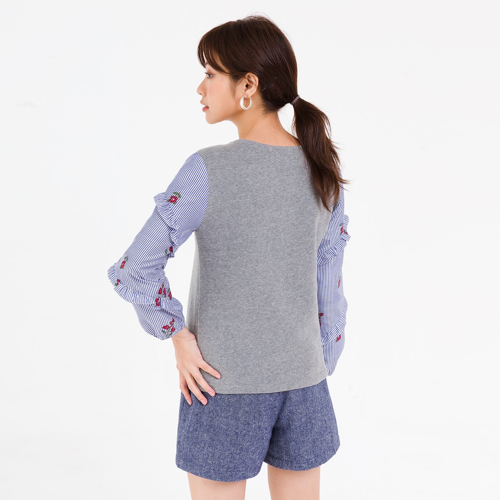 Áo nỉ chui đầu tay phối can bèo VIENTRAN V61W20T039 (Nhiều màu) | BigBuy360 - bigbuy360.vn